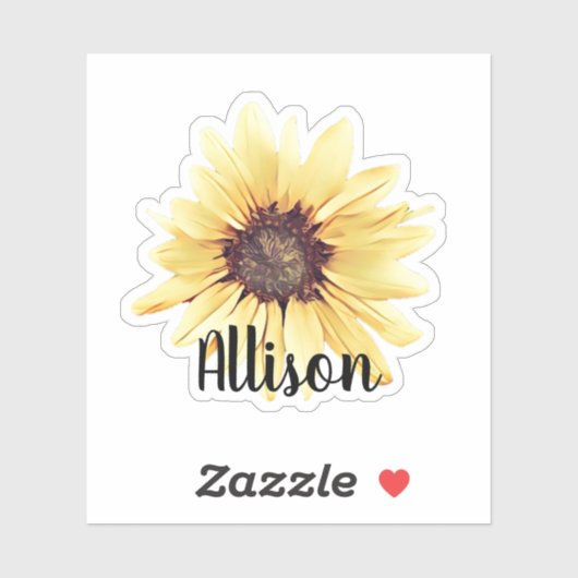 Autocollant de nom de tournesol personnalisé (Feuille)