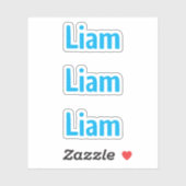 Autocollant de nom d'enfant bleu amusant mignon (Feuille)