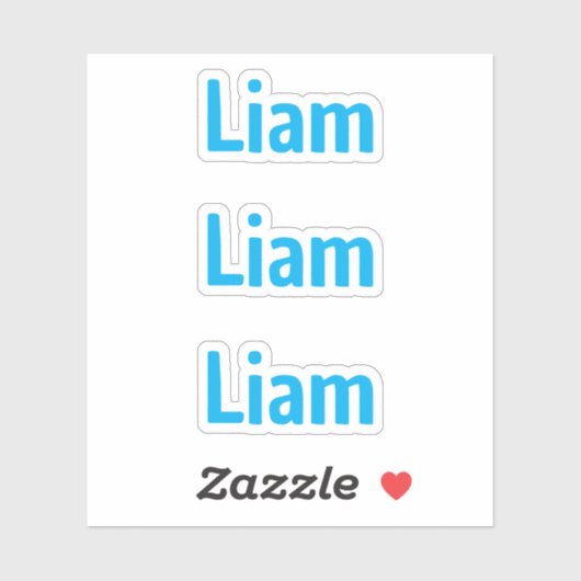 Autocollant de nom d'enfant bleu amusant mignon (Feuille)