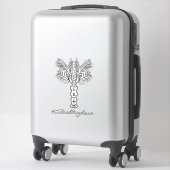 Autocollant de nom dessiné à la main avec un palmi (Sur valise)
