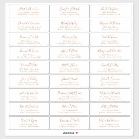 Autocollant de nom d'invité de script en cuivre ch (Feuille)