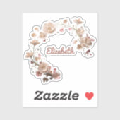 Autocollant de nom floral personnalisable (Feuille)