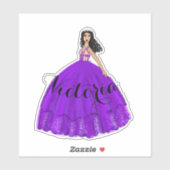 Autocollant de nom personnalisé pourpre Quinceaner (Feuille)