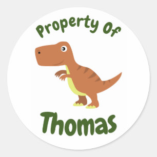 Autocollant de nom personnalisé T-Rex Dinosaur pou