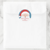 Autocollant de nom rond de clause Santa personnali (Sac)