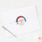 Autocollant de nom rond de clause Santa personnali (Enveloppe)