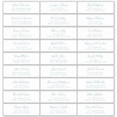 Autocollant de noms d'invités de script bleu pouss (Devant)