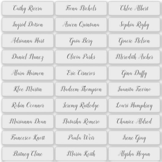 Autocollant de noms d'invités de script élégant tr (Devant)