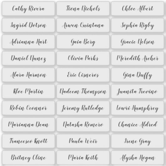 Autocollant de noms d'invités de script élégant tr (Devant)