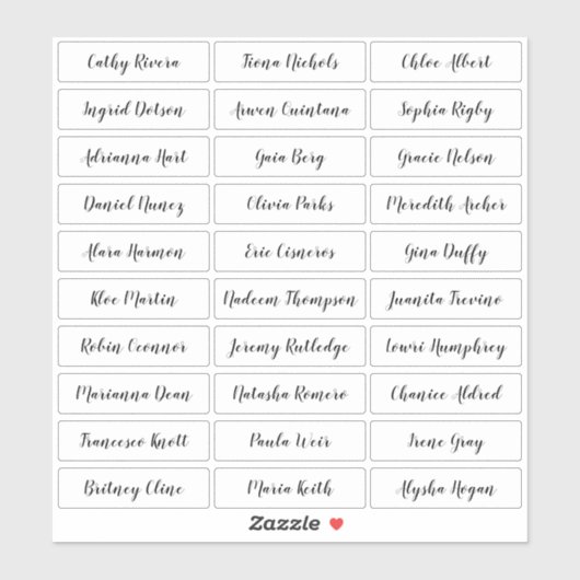 Autocollant de noms d'invités de script élégant tr (Feuille)
