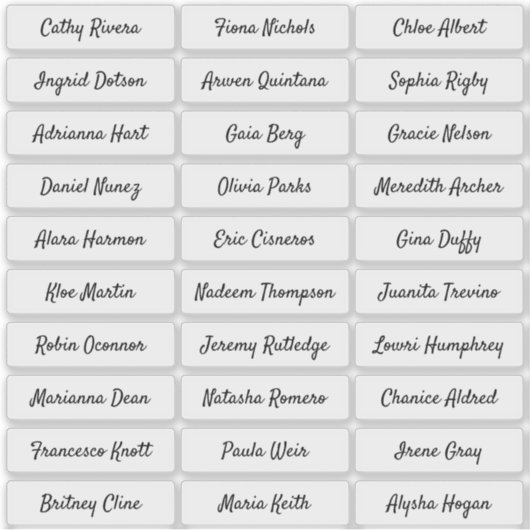 Autocollant de noms d'invités de script moderne tr (Devant)