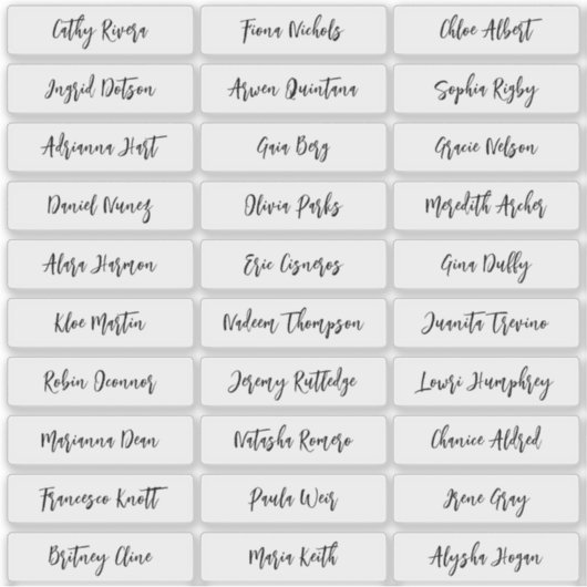 Autocollant de noms d'invités de script moderne tr (Devant)