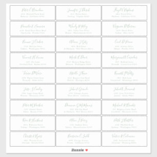 Autocollant de noms d'invités de style chic vert s