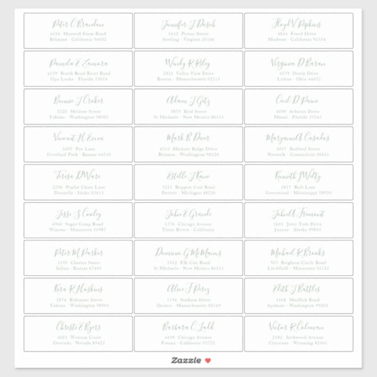 Autocollant de noms d'invités de style chic vert s (Feuille)