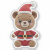 Autocollant de nounours au crochet en Père Noël mi (Devant)