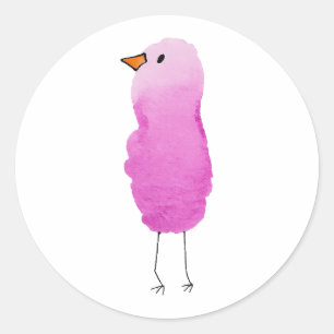 Autocollant de oiseau aquarelle rose fantaisiste