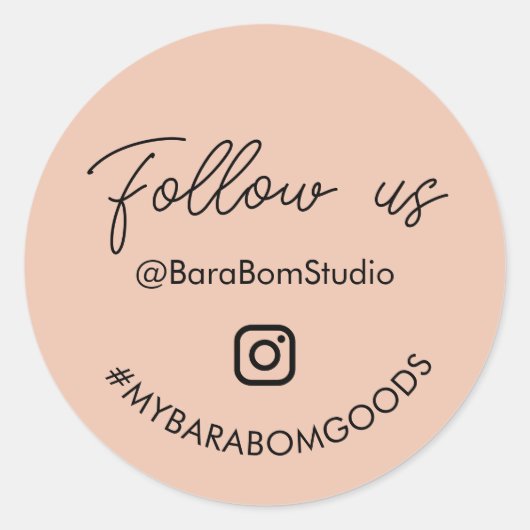 Autocollant de package Peach Suivez-nous sur Insta (Devant)