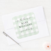 Autocollant de page de garde vert gingham (Enveloppe)