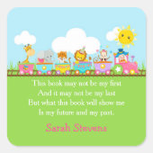 Autocollant de papeterie rose avec train de cirque (Devant)