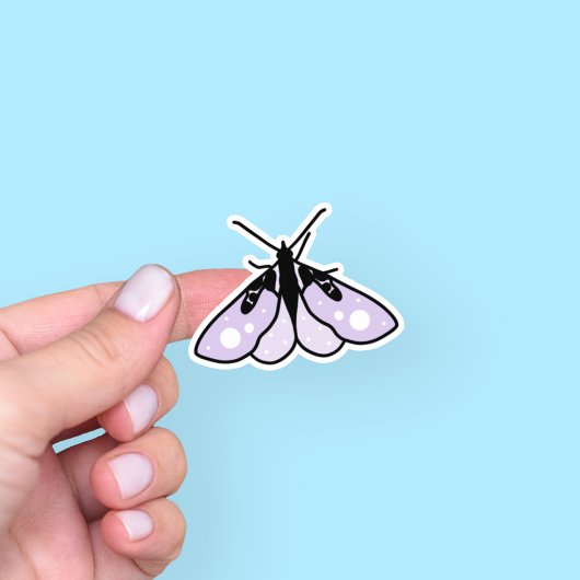Autocollant de papillon de nuit violet mignon