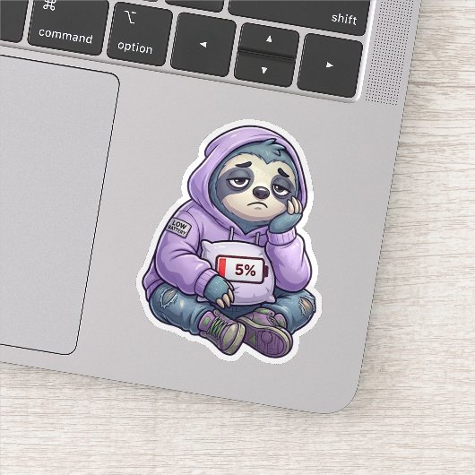 Autocollant de paresseux à faible batterie mignon (Détail)