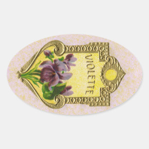 Autocollant de parfum violet français antique