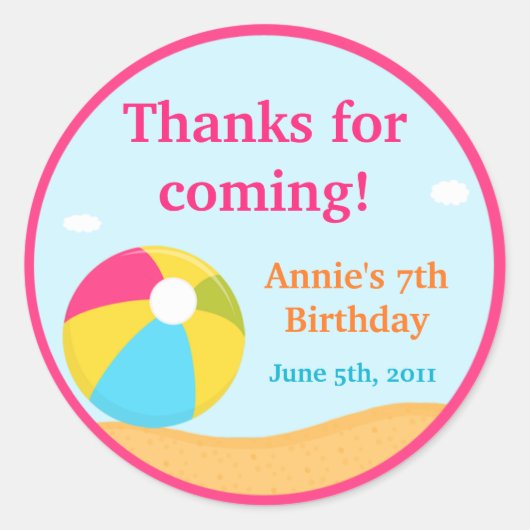 Autocollant de partie de plage personnalisable (Devant)