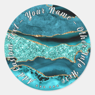 Autocollant de Parties scintillant en or bleu turq