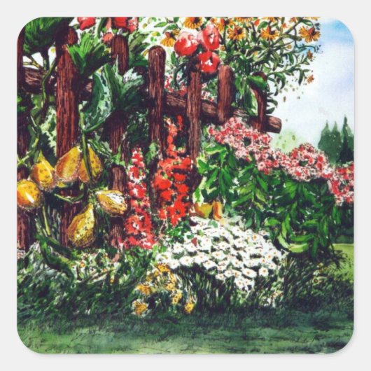 Autocollant de peinture de fleurs et de clôture co (Devant)