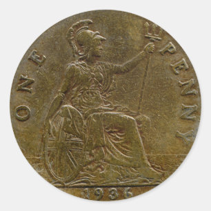 Autocollant de penny des 1936 Anglais