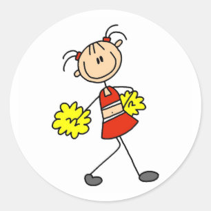 Autocollant de personnage bâton de pom-pom girl mi