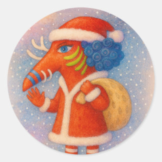 Autocollant de personnage de Noël mignon et rêveur