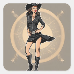 Autocollant de petite fille noire rétro