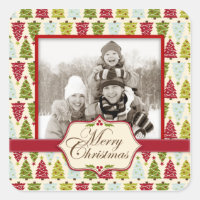 Autocollant de photo de forêt de Noël