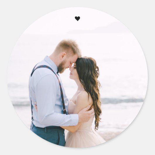 Autocollant de photo de mariage Simple Moderne Cœu (Devant)
