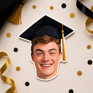 Autocollant de photo de visage de remise de diplôm