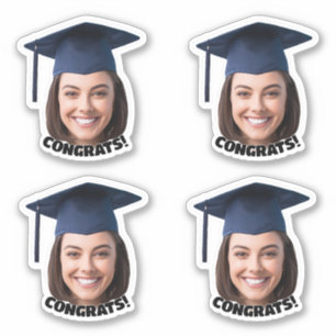 Autocollant de photo de visage de remise des diplô