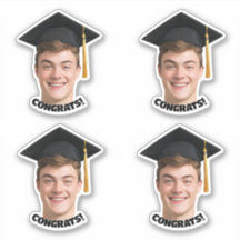 Autocollant de photo de visage de remise des diplô