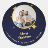Autocollant de photo dorée festive Noël 2025 (Devant)
