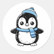 Autocollant de pingouin mignon d'hiver | Pingouin
