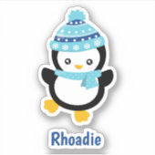 Autocollant de pingouin tendance d'hiver (Devant)