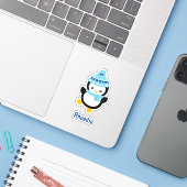 Autocollant de pingouin tendance d'hiver (Ordinateur portable avec iPhone)