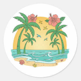 Autocollant de plage tropicale Palm Paradise