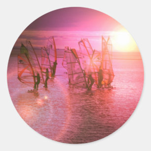 Autocollant de planche à voile de coucher du