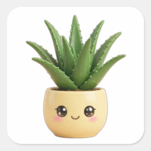 Autocollant de plante intérieure kawaii Aloe Vera