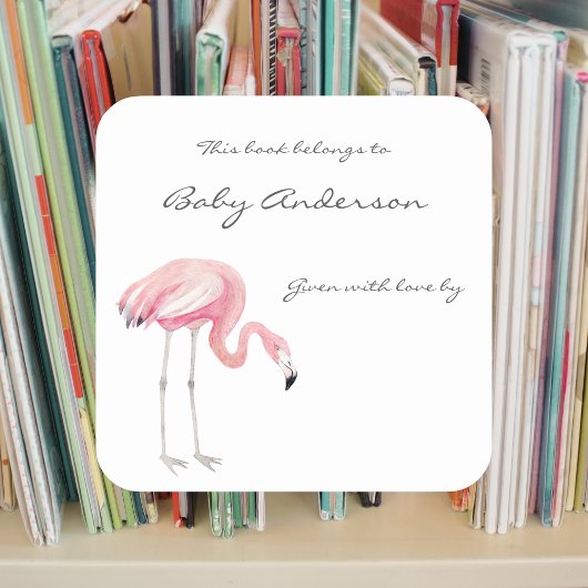 autocollant de plaque de Baby shower Flamant rose