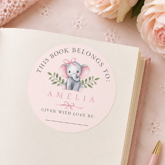 Autocollant de plaque de livre pour bébé éléphant 