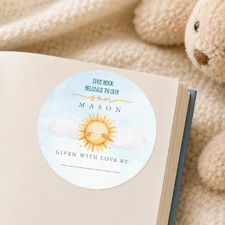 Autocollant de plaque de livre pour bébé Soleil et