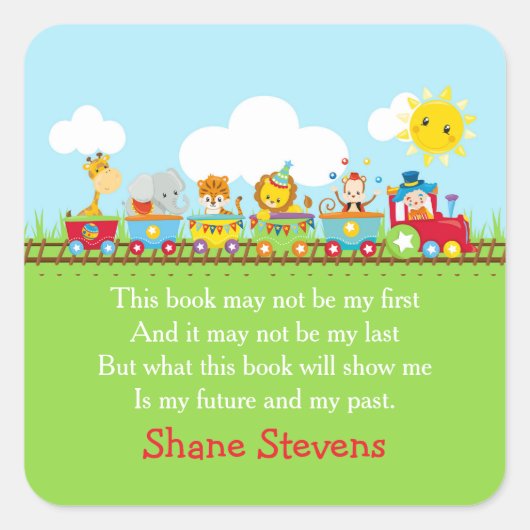 Autocollant de plaque de livre rouge Train de cirq (Devant)