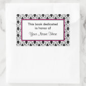 Autocollant de plaque - rose et damas (Sac)